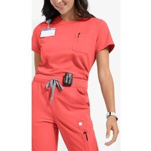 ReSurge Women's Sunset Rose Citrine 1-Pocket Crew Neck Scrub Top Size XL NWT